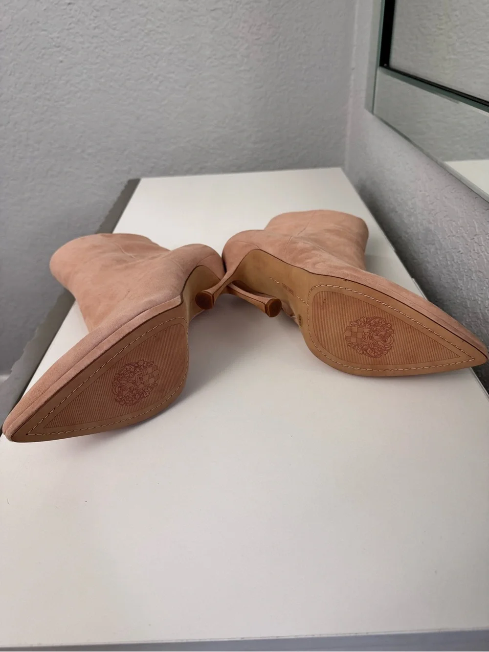 Vince Camuto Nude Suede Pointed-Toe Seasonal Ankle Booties NWOB